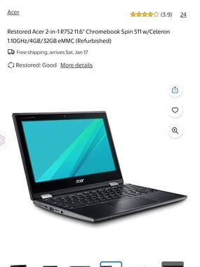 Acer 11.6" Laptop in Black with Teal Display Accent